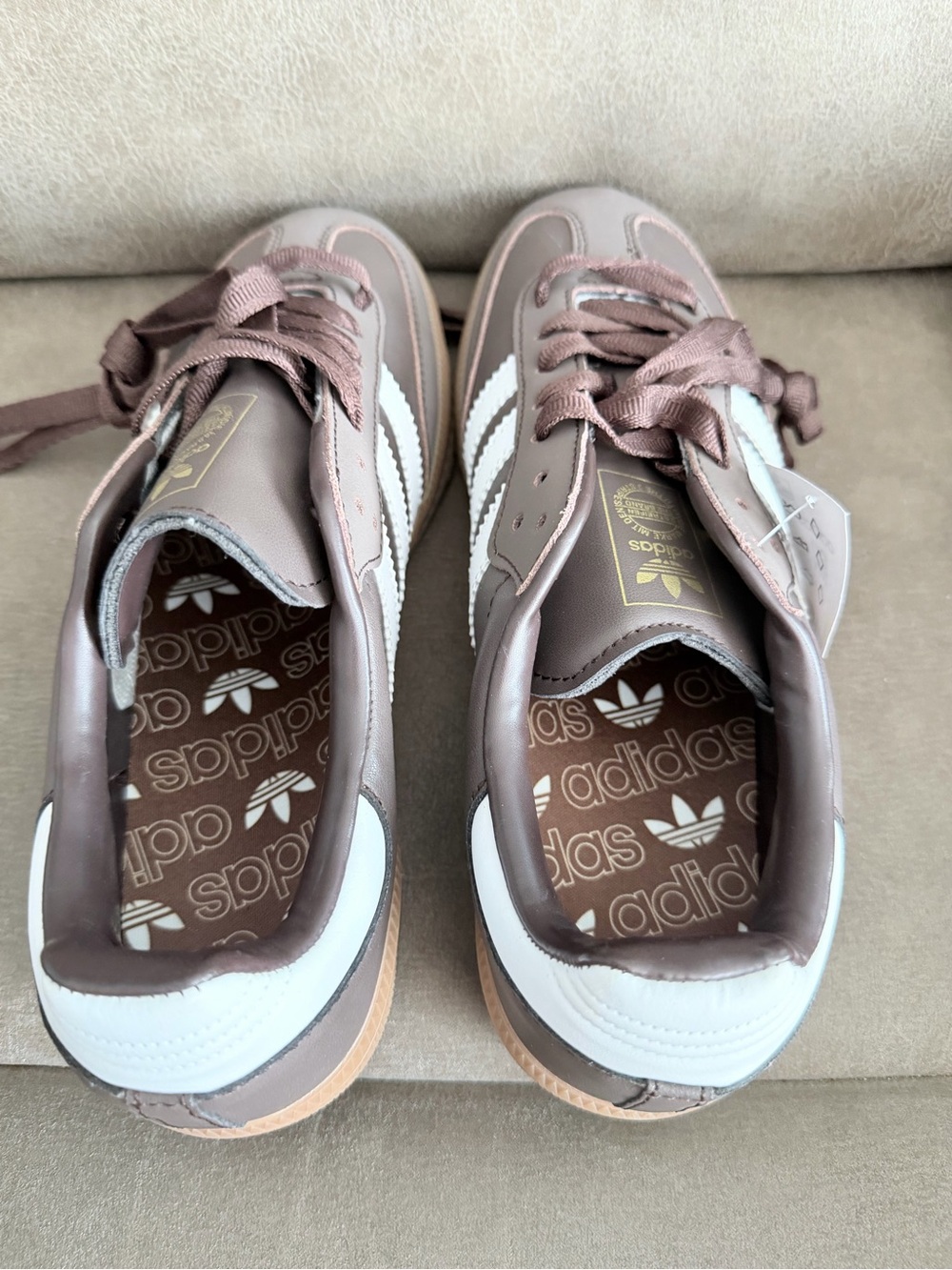 adidas Low-Top Brown Sneakers with White Stripes - Picture 3 of 5